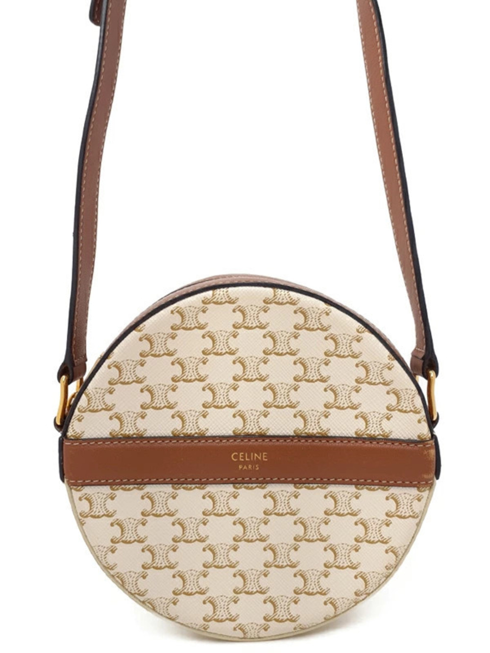 Celine Triomphe Canvas Round Purse Shoulder Bag